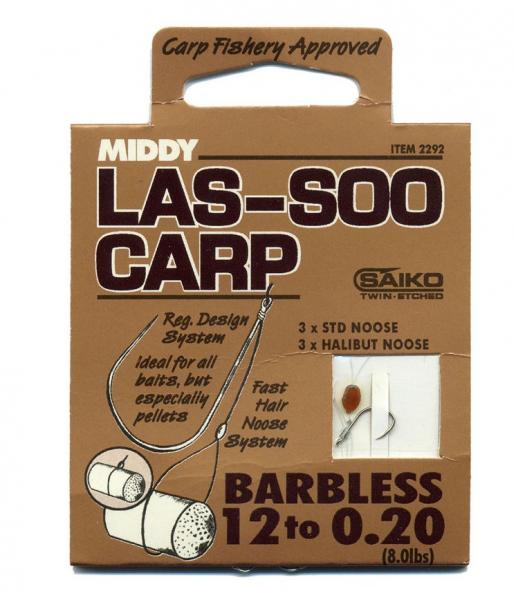 Middy Las-Soo Carp Hair Rig Hooks to Nylon - Matchman Supplies