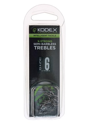 Middy KODEX X-Strong Semi-Barbless Treble Hooks - Matchman Supplies