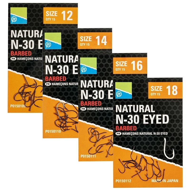 preston n30 eyed barbed hooks-1